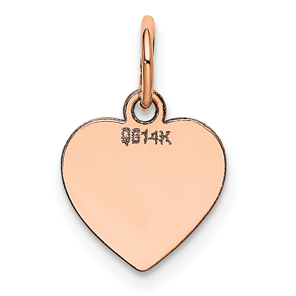 14k Rose Gold 14K Rose Polished Heart Shaped Disc Pendant