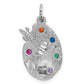 14k White Gold 14k White Gold Artist Palette with CZ Stones Charm