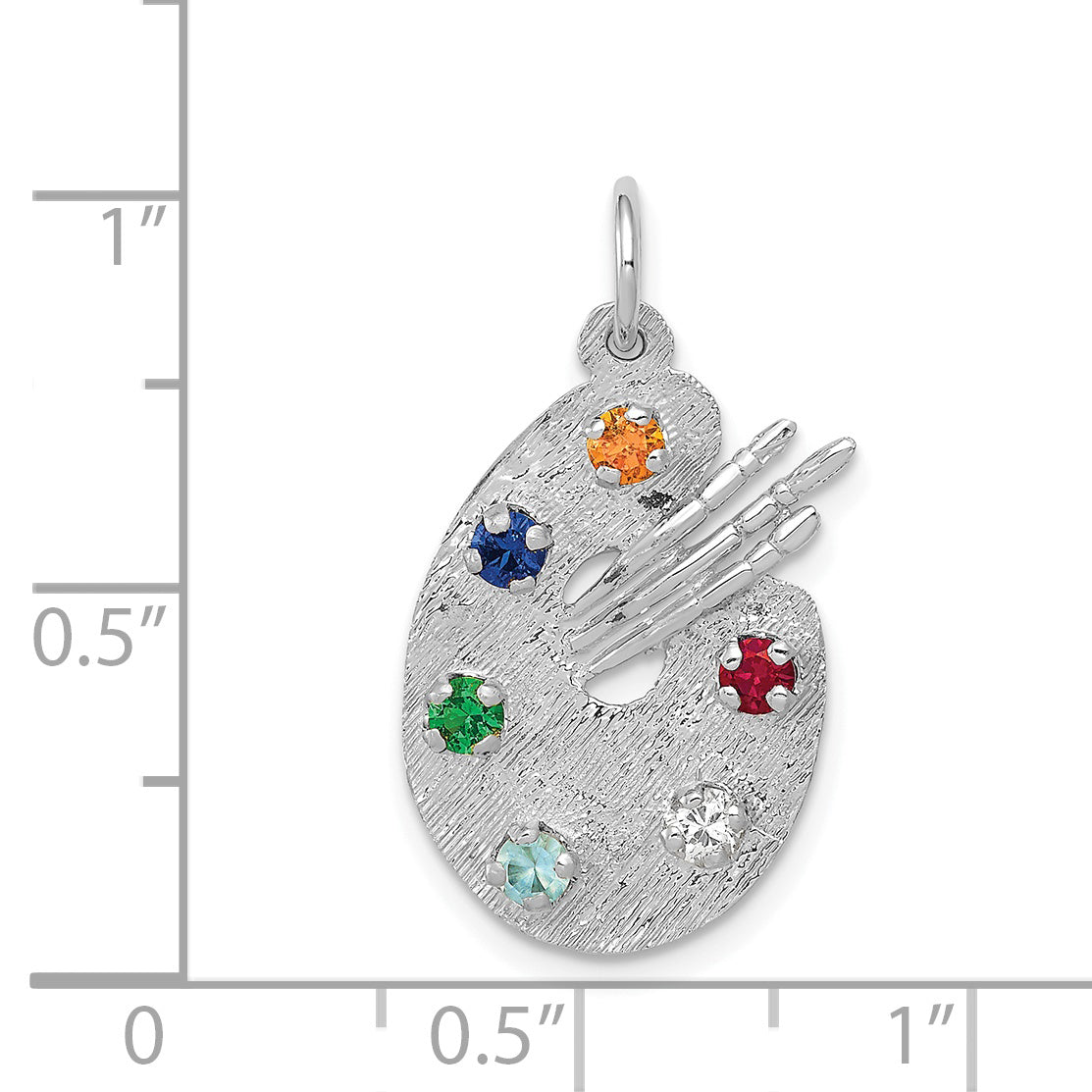 14k White Gold 14k White Gold Artist Palette with CZ Stones Charm