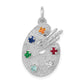 14k White Gold 14k White Gold Artist Palette with CZ Stones Charm