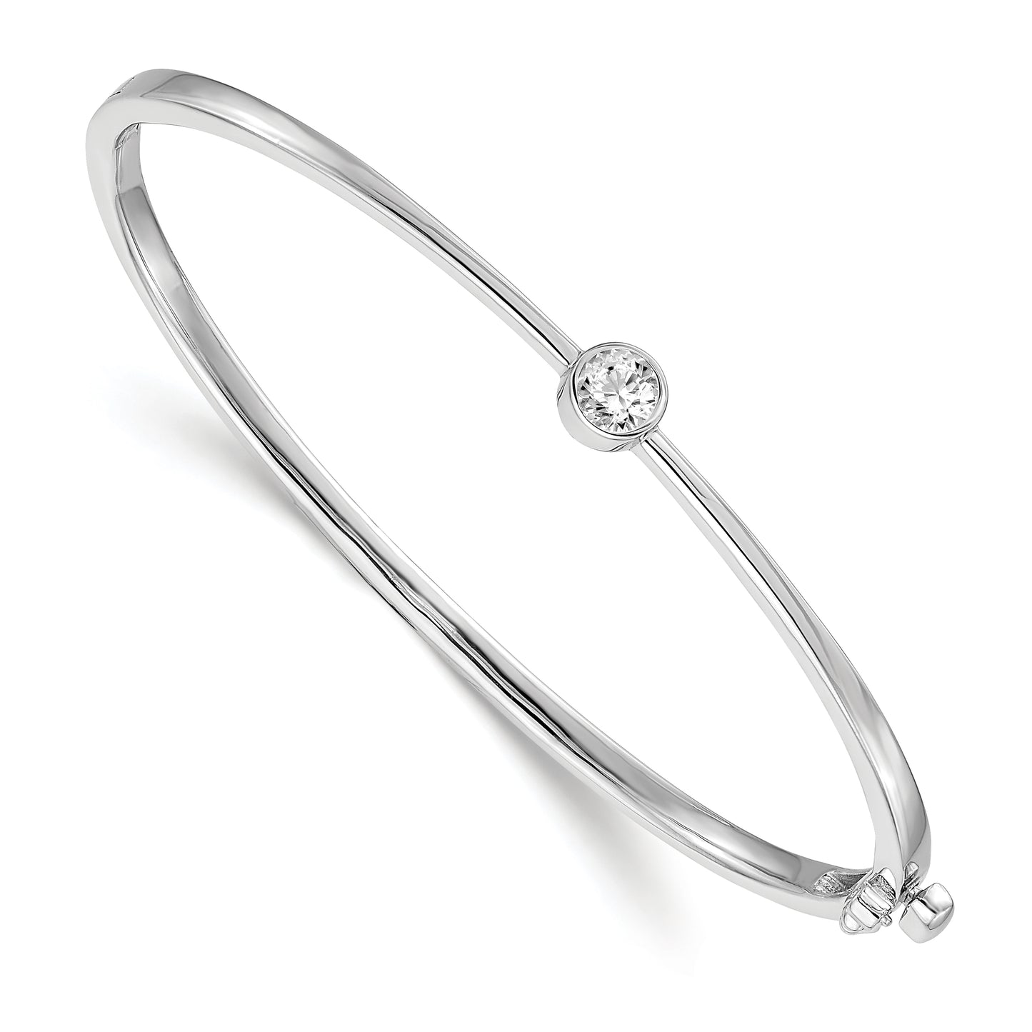 14k White Gold 1/4 Ct. Lab Grown Diamond VS/SI+ G+ Bezel Bangle Bracelet