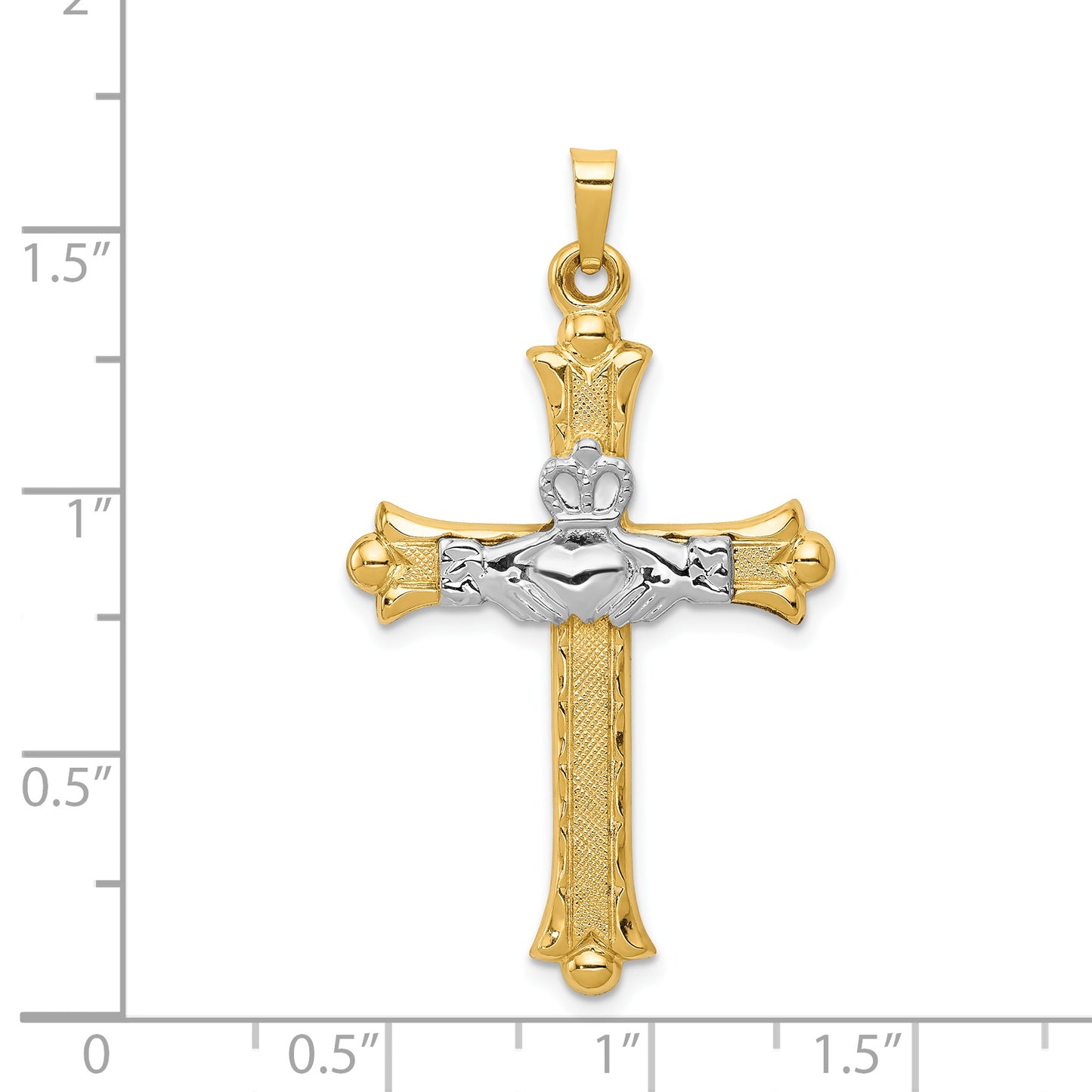 14k Two-tone 14k Two-tone Claddagh Cross Pendant