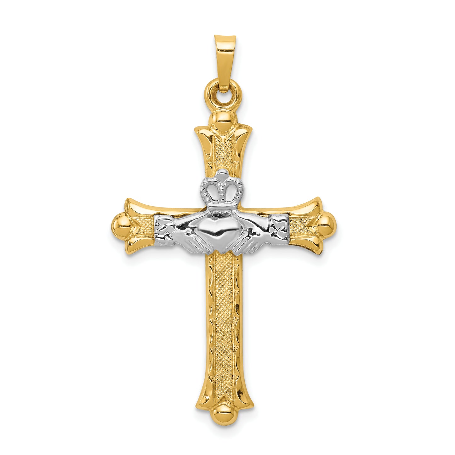 14k Two-tone 14k Two-tone Claddagh Cross Pendant