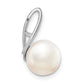 14k White Gold 14k White Gold 8-9mm Button FWC Pearl Satin Finish Pendant Slide