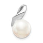 14k White Gold 14k White Gold 8-9mm Button FWC Pearl Satin Finish Pendant Slide