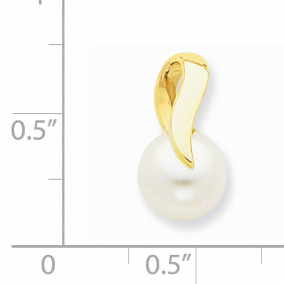 14k Yellow Gold 14k 8-9mm White Freshwater Cultured Pearl Pendant Slide