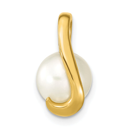 14k Yellow Gold 14k 8-9mm White Button Freshwater Cultured Pearl Pendant Slide