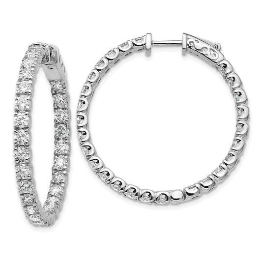 14k White Gold 4 7/8 carat Lab Grown Diamond VS/SI+ G+ Round In and Out Safety Clasp Hoop Earrings