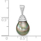 14k White Gold 14k White Gold 9-10mm Black Teardrop Tahitian Saltwater Cultured Pearl Pendant