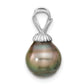 14k White Gold 14k White Gold 9-10mm Teardrop Black Tahitian Saltwater Cultured Pearl Pendant