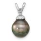 14k White Gold 14k White Gold 9-10mm Teardrop Black Tahitian Saltwater Cultured Pearl Pendant