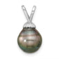 14k White Gold 14k White Gold 9-10mm Teardrop Black Tahitian Saltwater Cultured Pearl Pendant