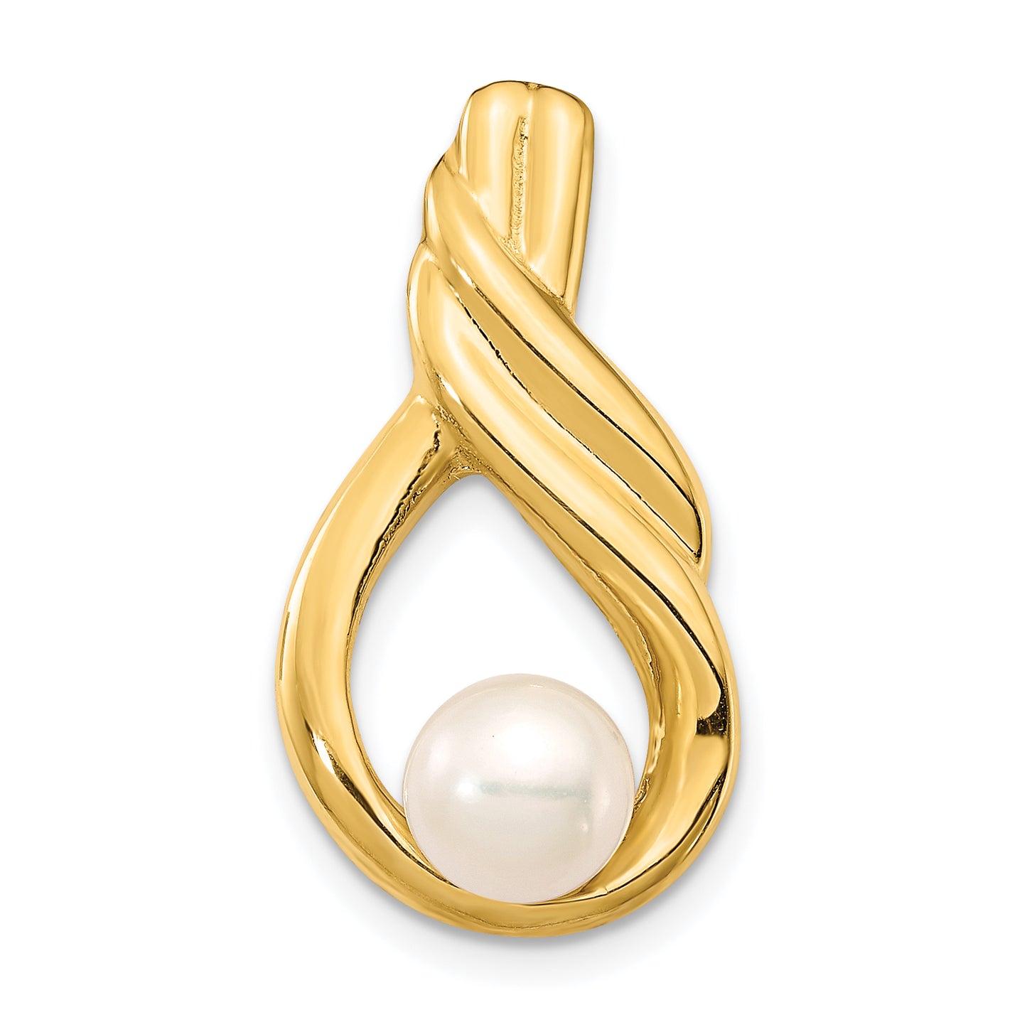 14k Yellow Gold 14K 6-7mm White Button Freshwater Cultured Pearl Pendant Chain Slide