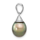 14k White Gold 14k White Gold 9-10mm Black Teardrop Tahitian Saltwater Cultured Pearl Pendant