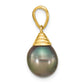 14k Yellow Gold 14k 9-10mm Black Teardrop Tahitian Saltwater Cultured Pearl Pendant