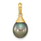 14k Yellow Gold 14k 9-10mm Black Teardrop Tahitian Saltwater Cultured Pearl Pendant