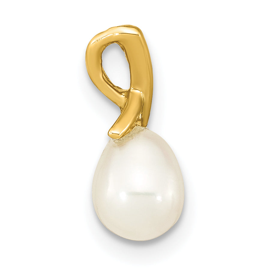 14k Yellow Gold 14K 5-6mm White Teardrop Freshwater Cultured Pearl Pendant