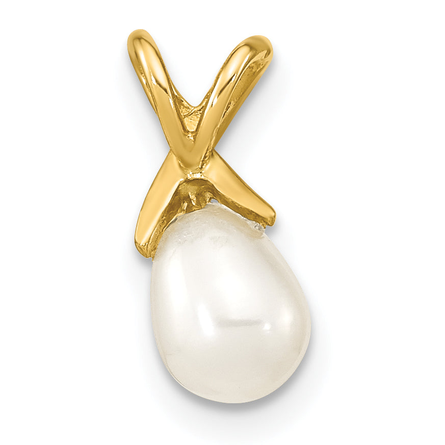 14k Yellow Gold 14K 5-6mm White Teardrop Freshwater Cultured Pearl Pendant