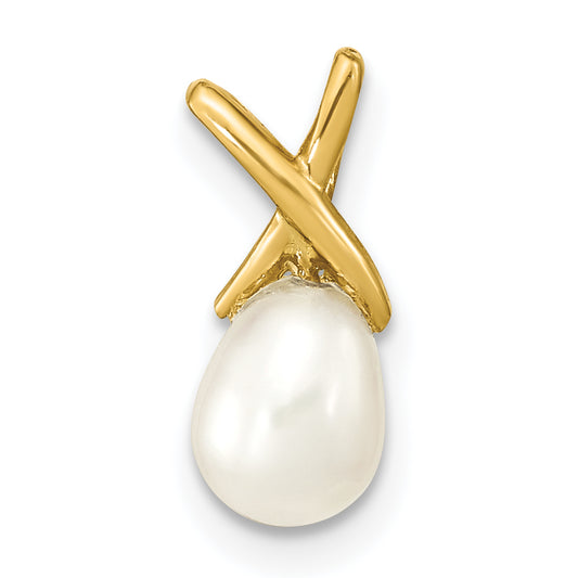 14k Yellow Gold 14K 5-6mm White Teardrop Freshwater Cultured Pearl Pendant