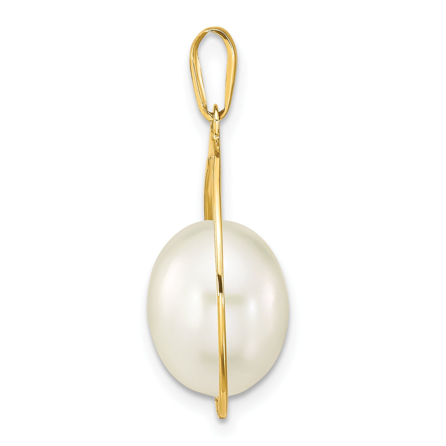 14k Yellow Gold 14k 9-10mm White Rice Freshwater Cultured Pearl Teardrop Pendant