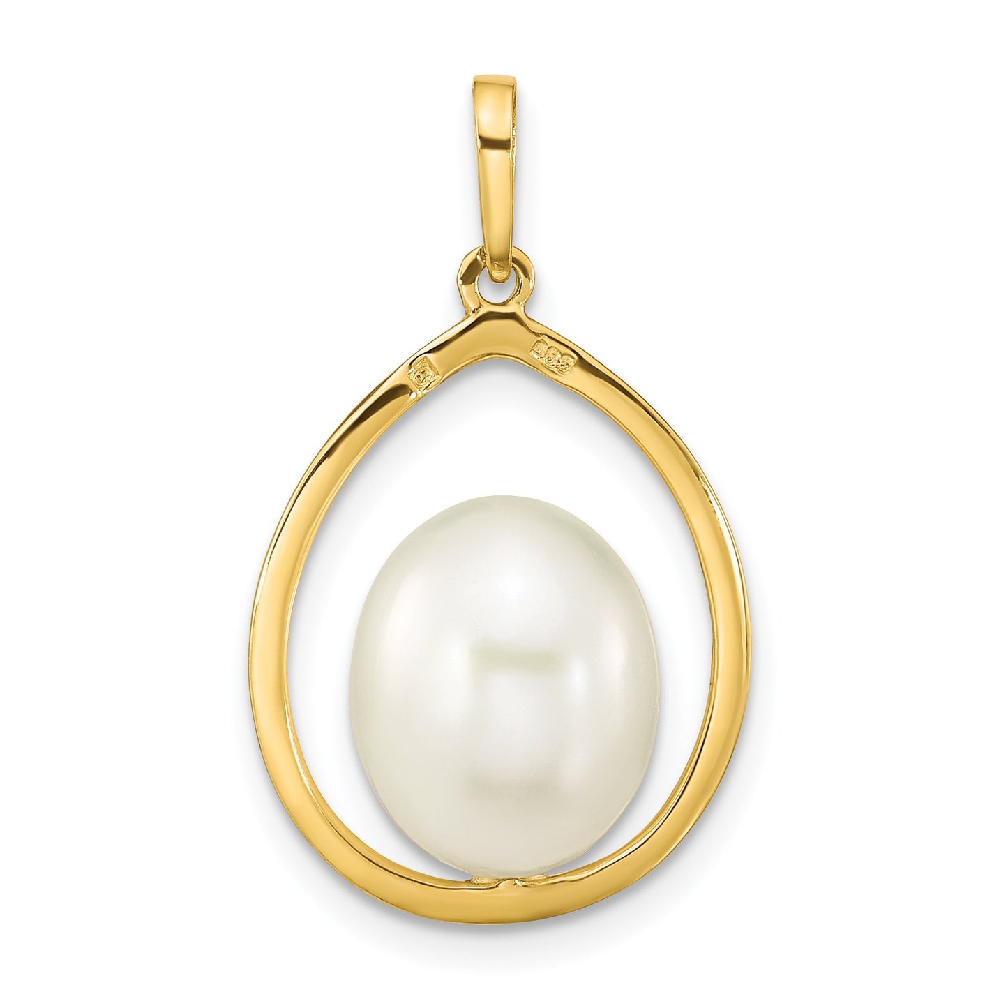 14k Yellow Gold 14k 9-10mm White Rice Freshwater Cultured Pearl Teardrop Pendant