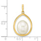 14k Yellow Gold 14k 9-10mm White Rice Freshwater Cultured Pearl Teardrop Pendant