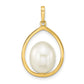 14k Yellow Gold 14k 9-10mm White Rice Freshwater Cultured Pearl Teardrop Pendant