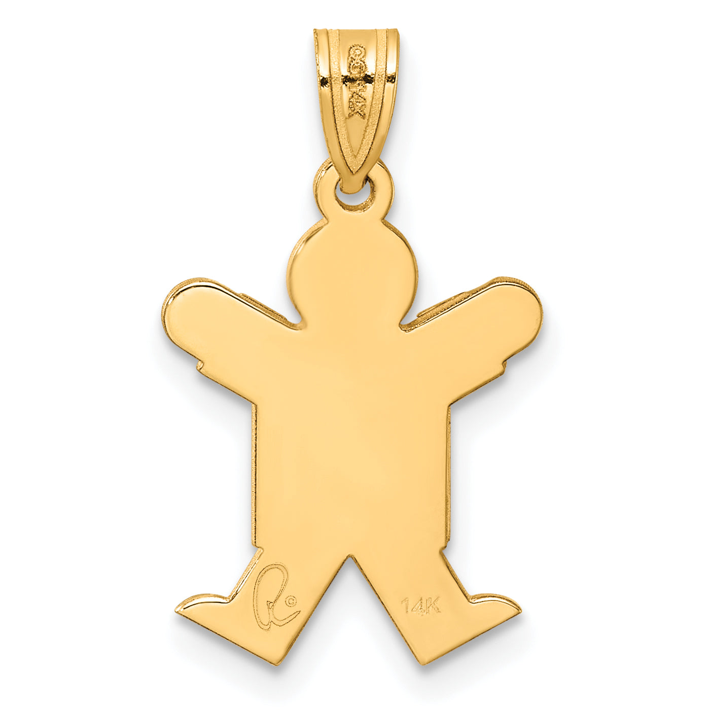 14k Yellow Gold 14k Solid Satin Engravable Boy Jumping Charm