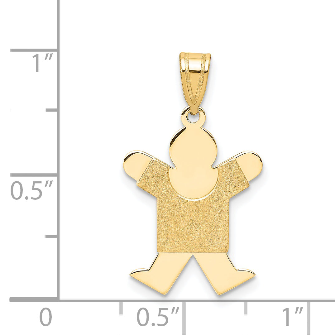 14k Yellow Gold 14k Solid Satin Engravable Boy Jumping Charm