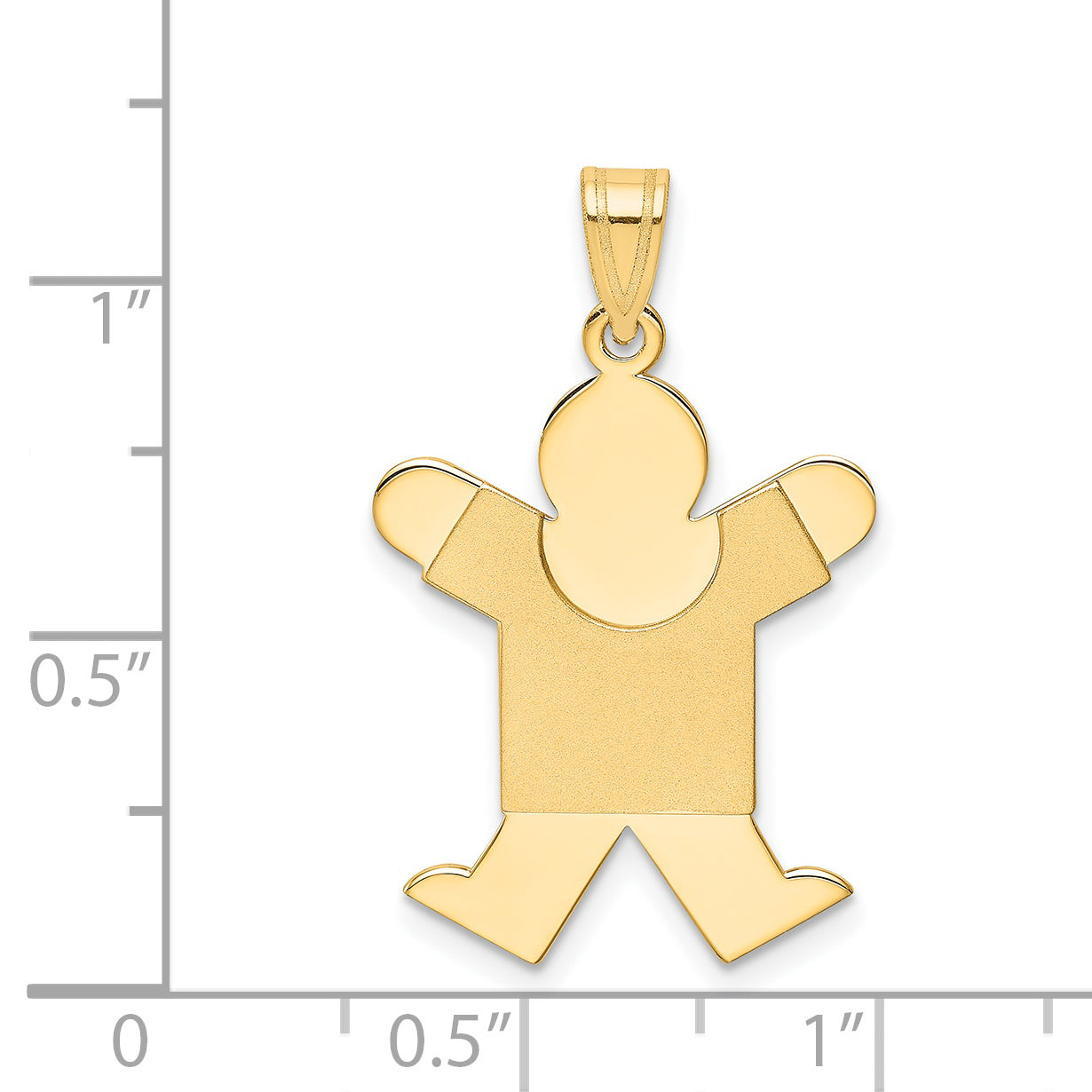 14k Yellow Gold 14k Solid Satin Engravable Boy Jumping Charm