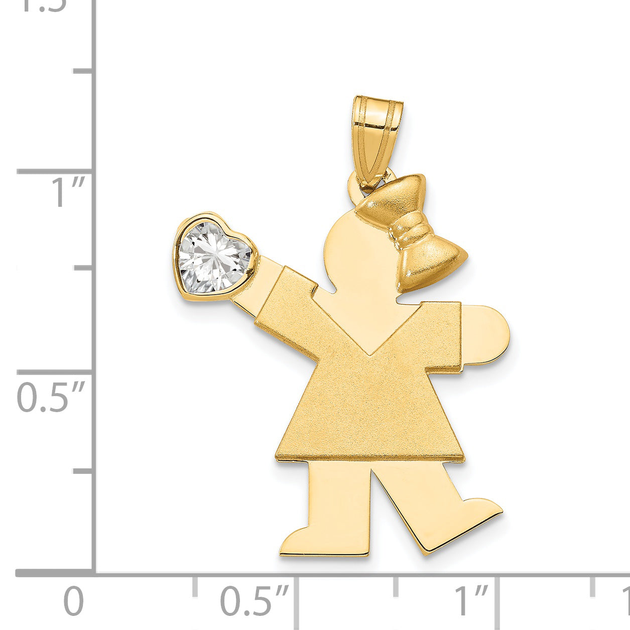 14k Yellow Gold 14k Girl with CZ April Birthstone Charm