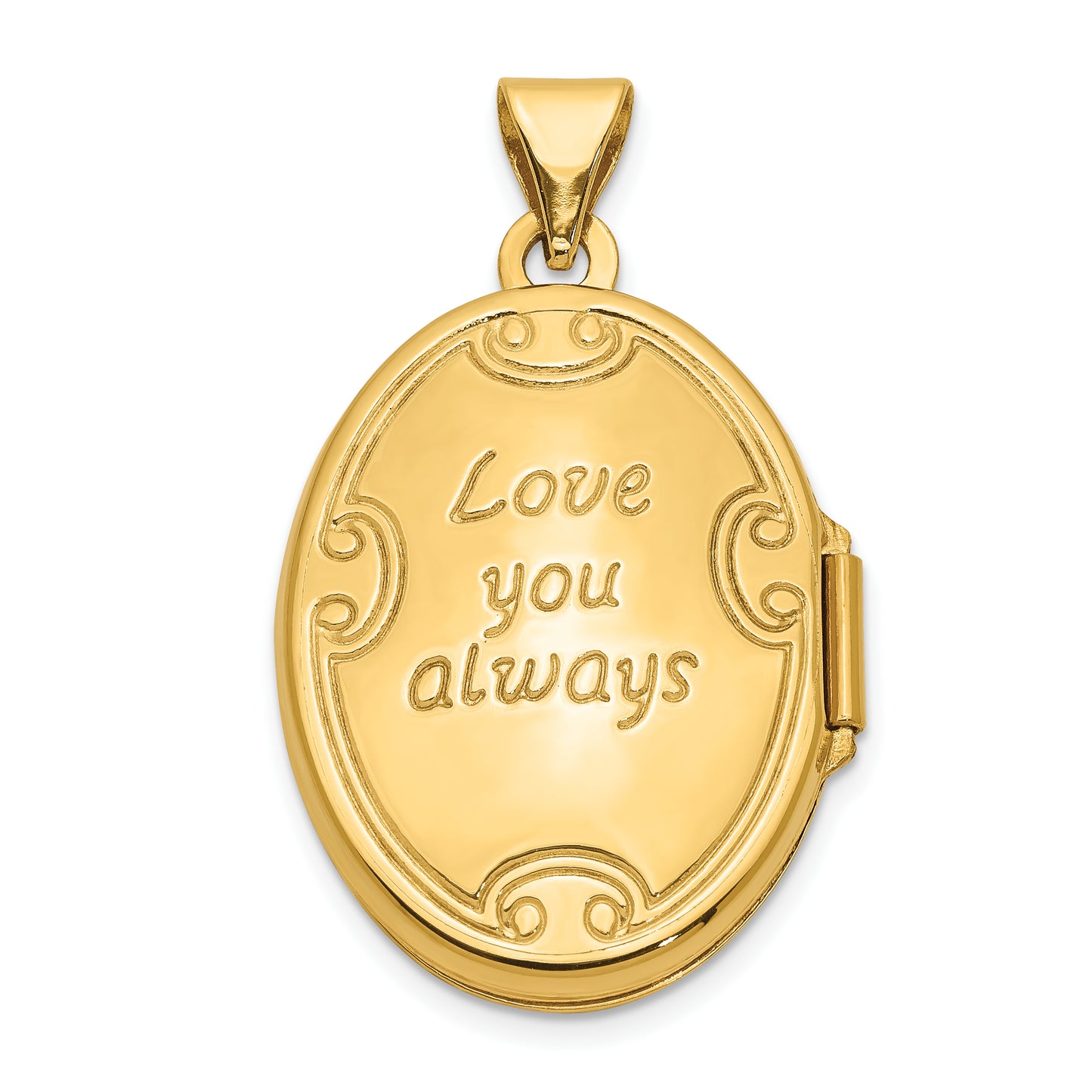 14k Yellow Gold 14k Love You Always Swirl Reversible Locket