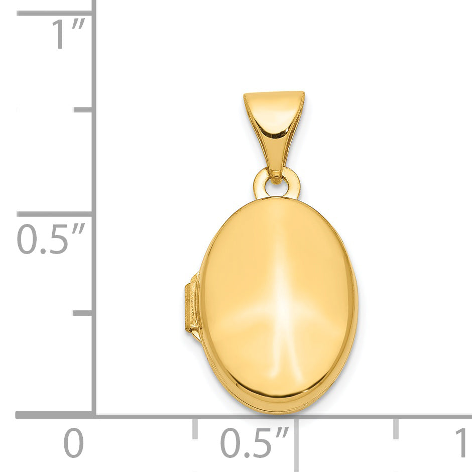 14k Yellow Gold 14ky Plain Polished Oval Locket