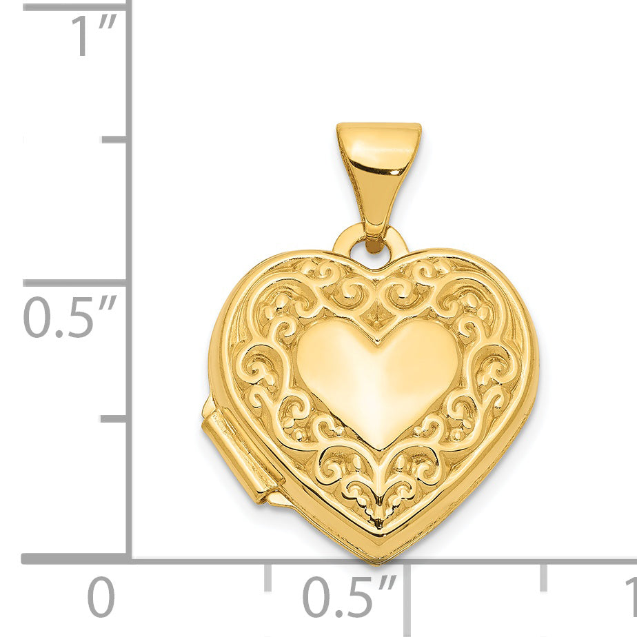 14k Yellow Gold 14k Scroll Heart Locket