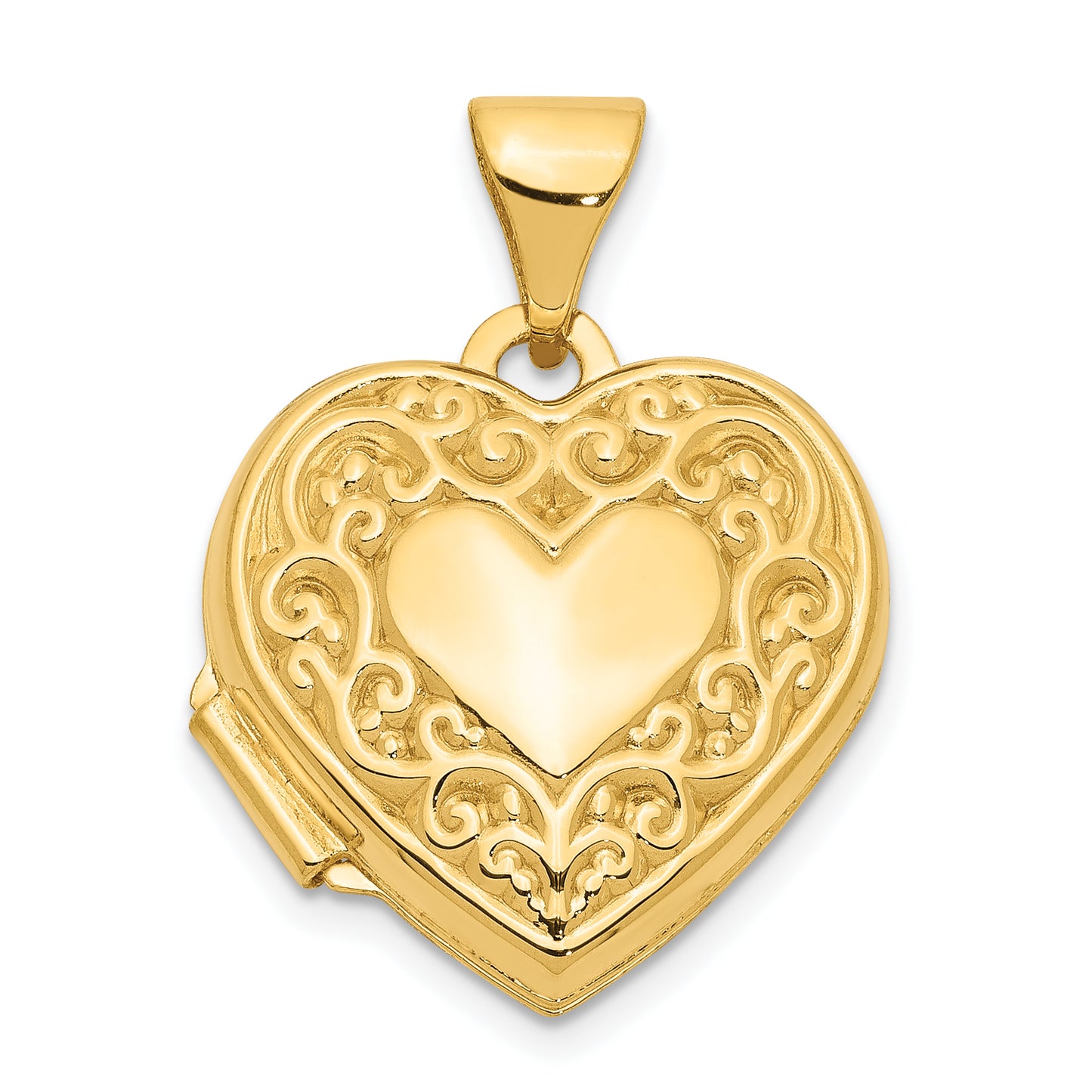 14k Yellow Gold 14k Scroll Heart Locket