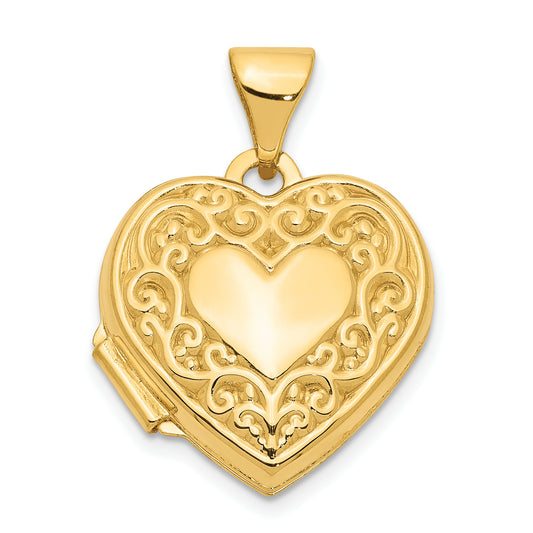 14k Yellow Gold 14k Scroll Heart Locket