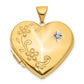 14k Yellow Gold 14k Diamond Floral Family Heart Locket