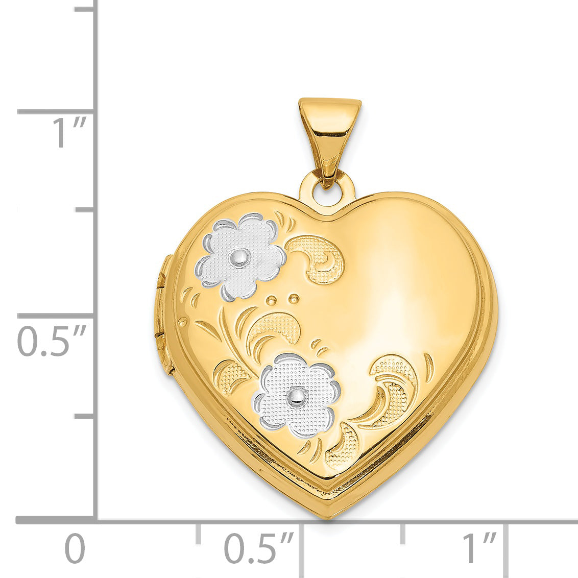 14k Yellow & Rhodium 14ky w/ White Rhodium Floral Heart Locket