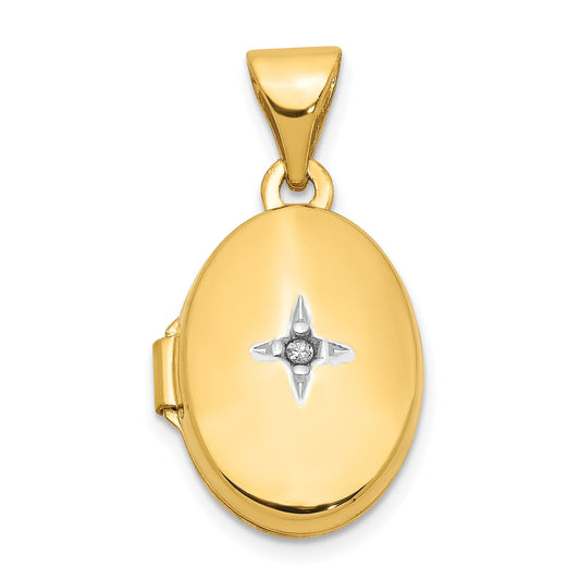 14k Yellow Gold 14k Diamond Oval Locket