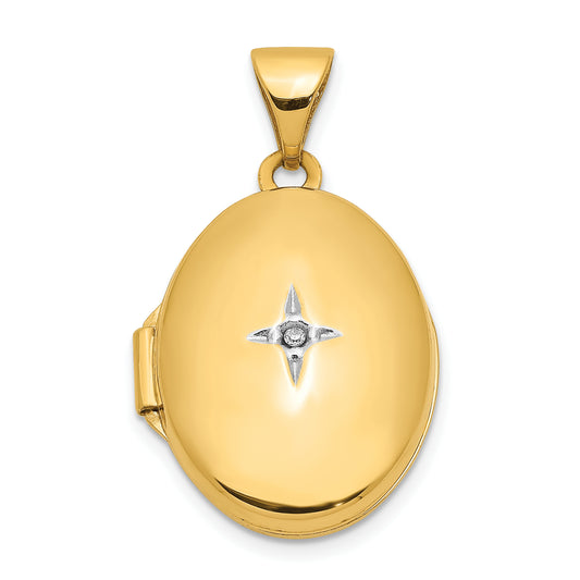 14k Yellow Gold 14k Diamond Oval Locket