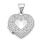 14k White Gold 14k White Gold Scroll Pattern Heart Locket