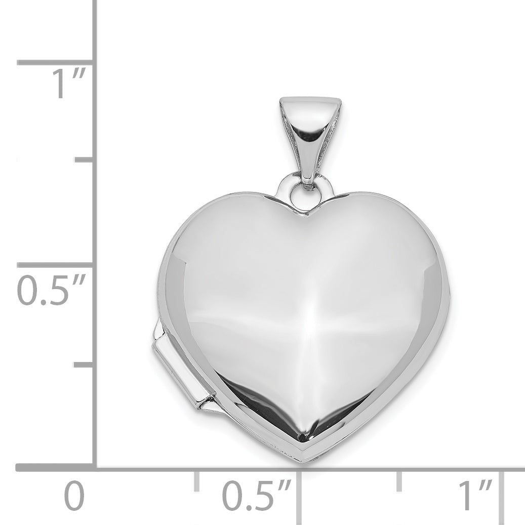 14k White Gold 14k White Gold Domed Heart Locket