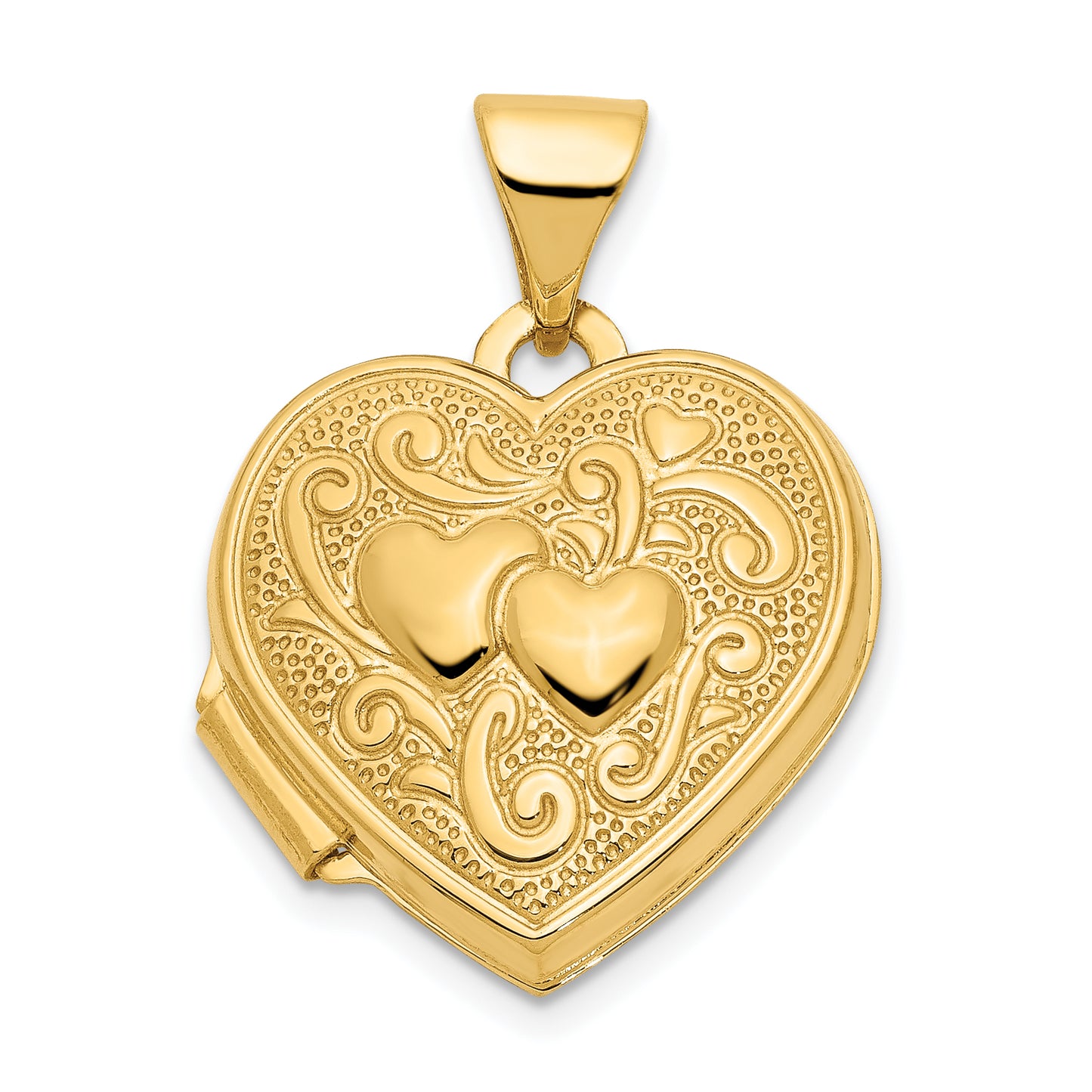 14k Yellow Gold 14ky Double Heart Locket