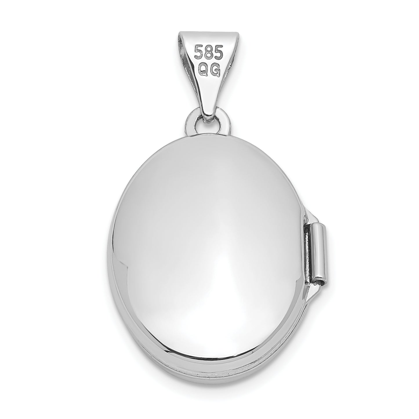 14k White Gold 14k White Gold Floral Oval Locket