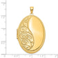 14k Yellow Gold 14k Oval Heavy Weight Half Scroll Locket