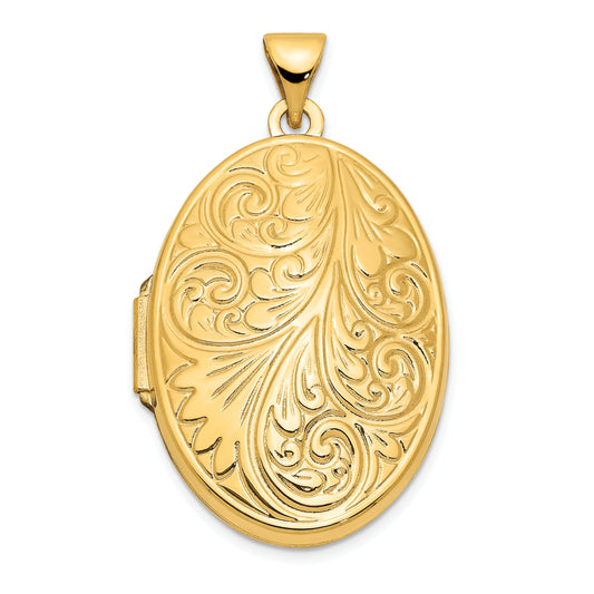 14k Yellow Gold 14k Yellow Gold Scroll Oval Locket