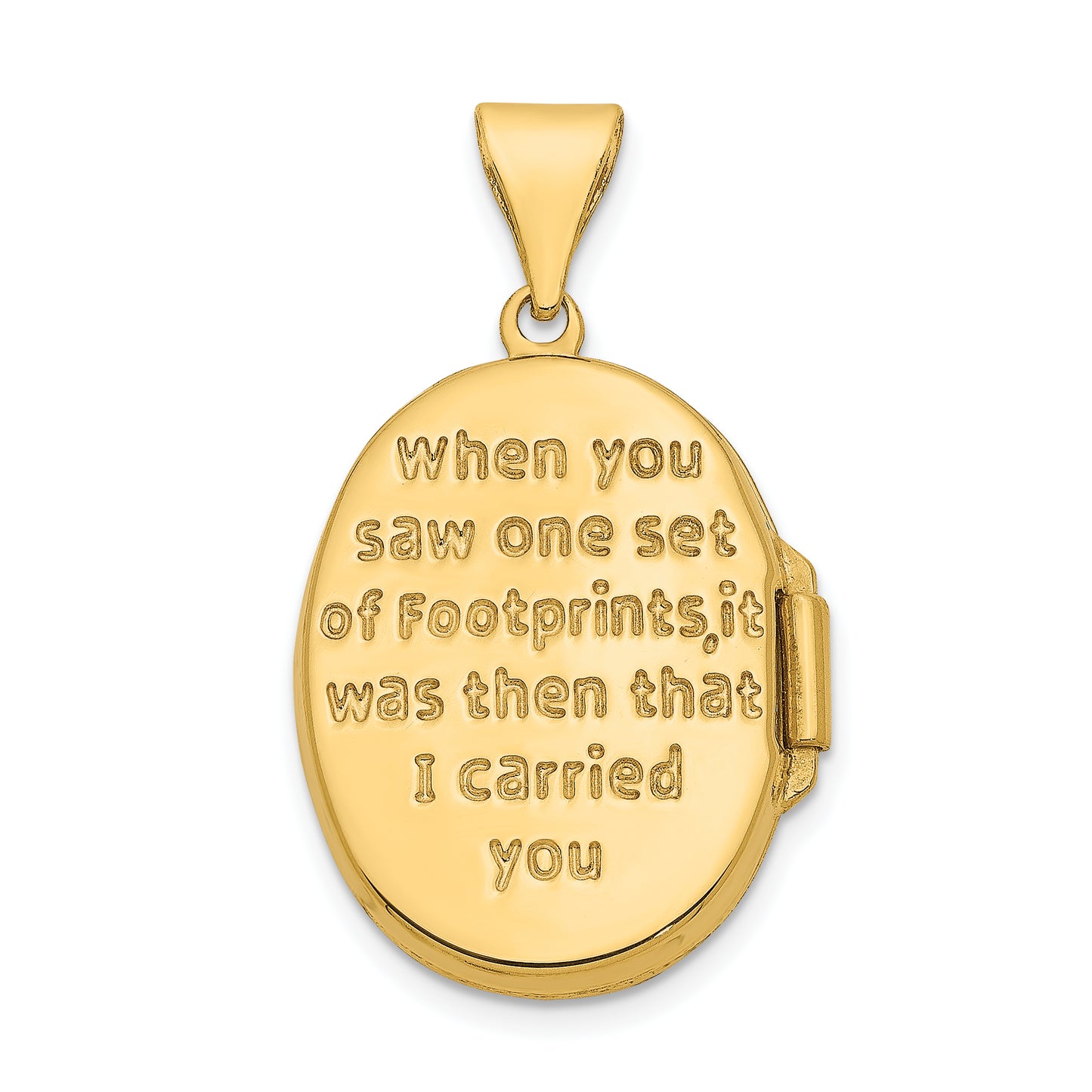 14k Yellow & Rhodium 14k Yellow Gold White Rhodium-plated Footprints Locket