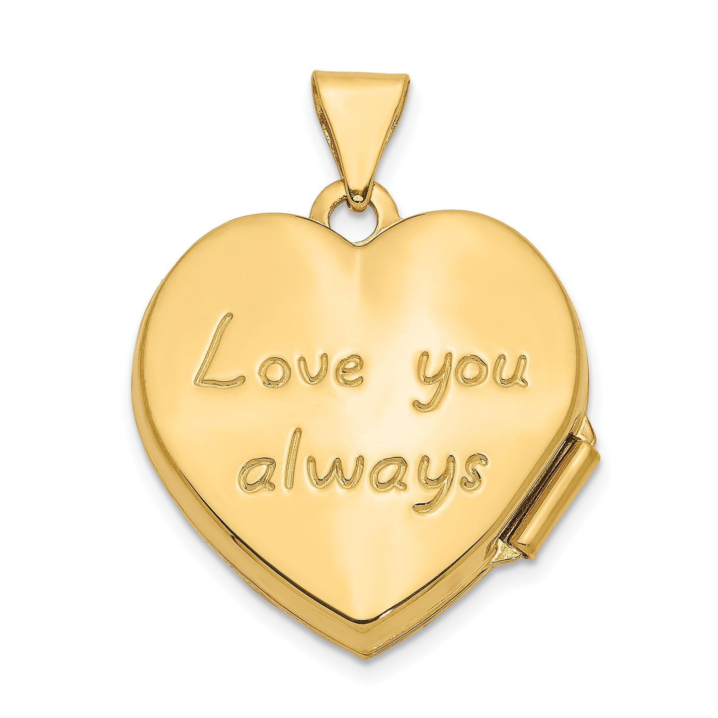 14k Yellow Gold 14k Scrolled LOVE YOU ALWAYS Heart Locket