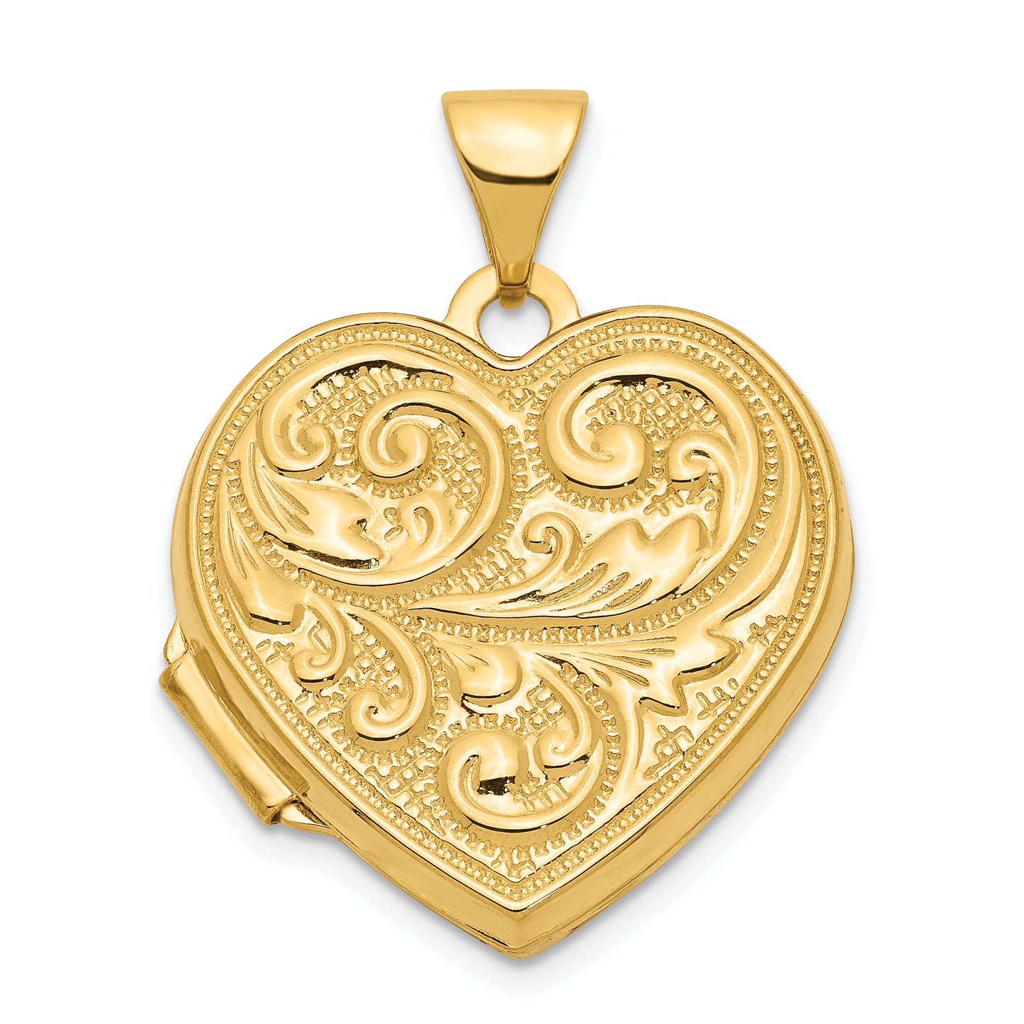 14k Yellow Gold 14k Scrolled LOVE YOU ALWAYS Heart Locket