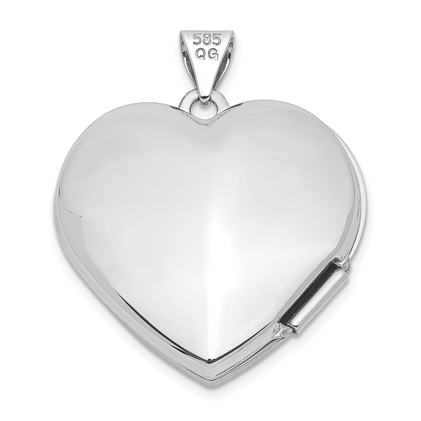 14k White Gold 14k White Gold Polished Heart-Shaped Domed Locket